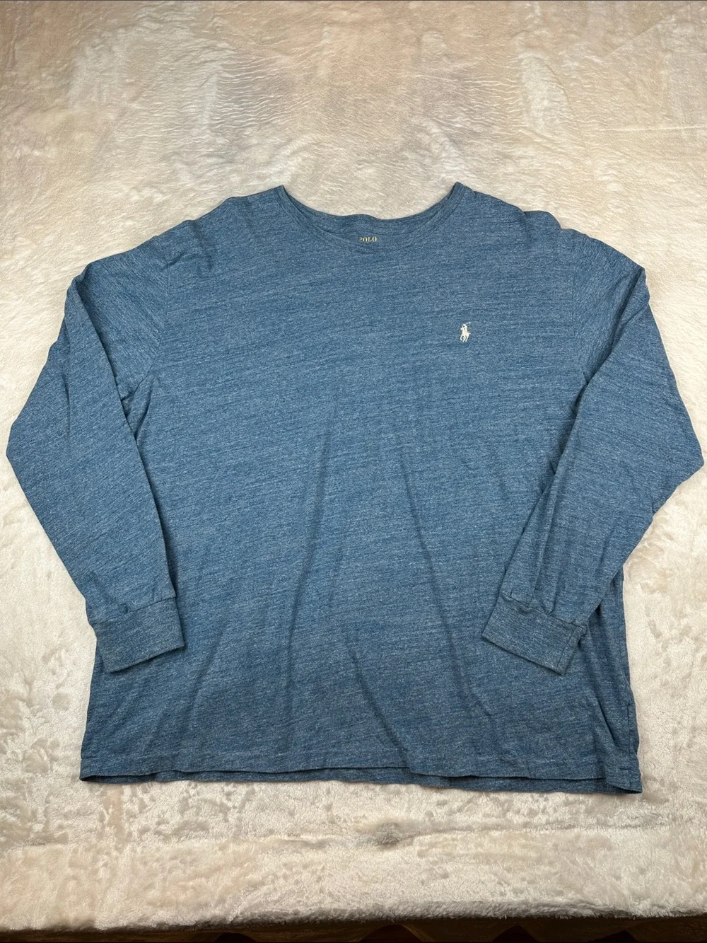 Polo Ralph Lauren Long Sleeve T Shirt Mens XXL Blue Heather Pony Logo Crew Neck